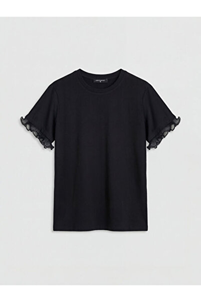 LC Waikiki RMZ GİYİM FARKIYA تي شيرت نسائي بياقة روبا مكشكشة