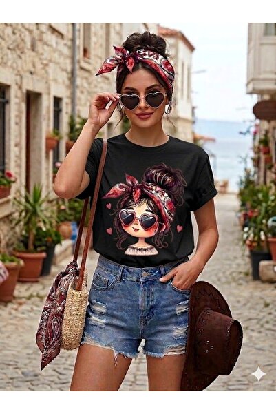 WOODROFFE Women's Cartoon Printed Oversize Casual T-Shirt