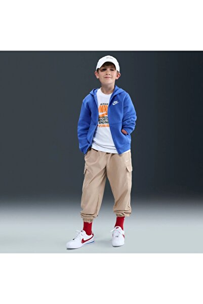 Nike Дитяча флісова унісекс толстовка з капюшоном Sportswear Club синього кол...