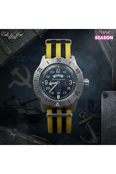 ESKİ YENİ ANTİK ساعة فوستوك كومانديرسكي 140 كاسا بقرص 24 ساعة، ساعة رجالية مي...