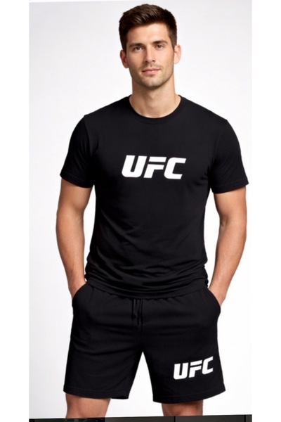 HerTarzınTrendi Ufc Printed Summer Triple Combination Tracksuit Shorts T-Shir...