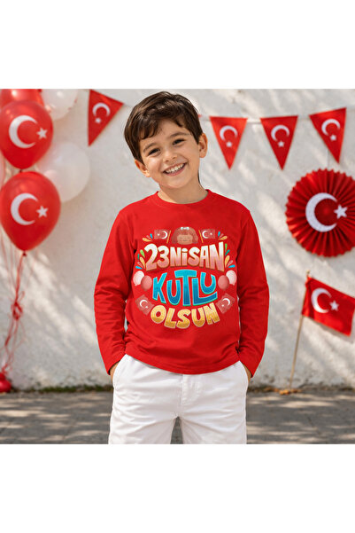 Efendioğlu Design تي شيرت للأطفال بأكمام طويلة مطبوع عليه عبارة Happy April 2...