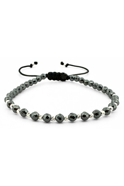 Teo Bijoux Brățară cu 17 mărgele din argint 925 și hematit fațetat de 4 mm – ...