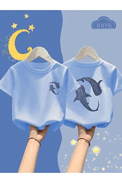 VESTIR BIEN Tricou pentru copii din bumbac cu imprimeu rechin