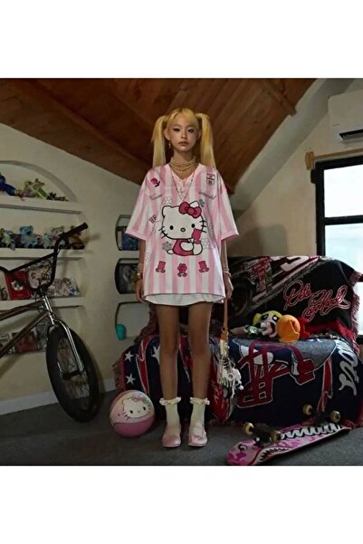 TheWeekend Koyu Pembe Hello Kitty Detail Unisex Jersey Forma-TheWeekend