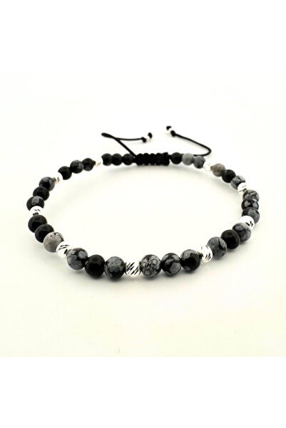 Teo Bijoux Brățară din argint 925 cu Obsidian Fulg de Nea – Note de calm și p...