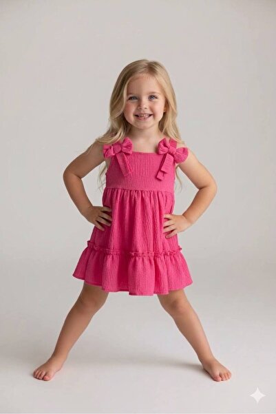 Leni Kids Thin Summer Gingham / Plain Dress with Bow (Hat Included) - Tight Fit