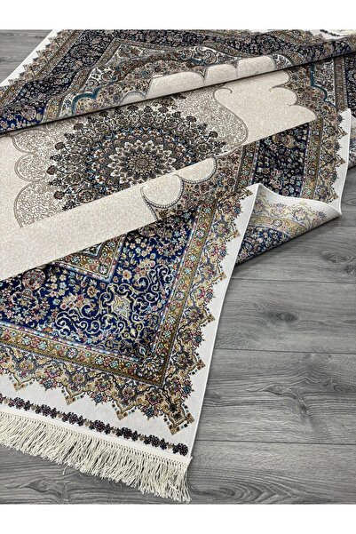 Neşem Halı Boutique STELL ART BEYAZ L/NAVY 52848A İPEK HALIMIZ Yüksek Dokuma ...
