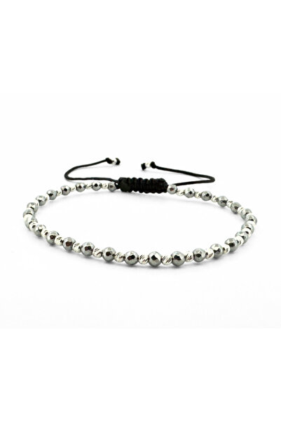 Teo Bijoux Brățară cu Hematit Argintiu și Mărgele Argintii de 2,5 mm – O Decl...