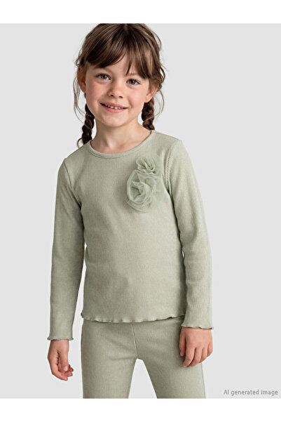 LC Waikiki Quality Pieces from Çelebi Store: Girls' Glitter T-Shirt with Flor...