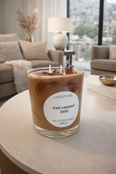 LuceStudio Bardak mum / Iced Caramel Latte Mum – El Yapımı %100 Soya Wax Deko...