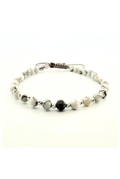 Teo Bijoux Brățară cu mărgele din argint 925 și Howlite – Calm, Puritate și S...