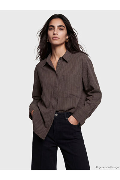 LC Waikiki Striped Loose Fit Women's Shirt from Uzg Store for Style Enthusiasts