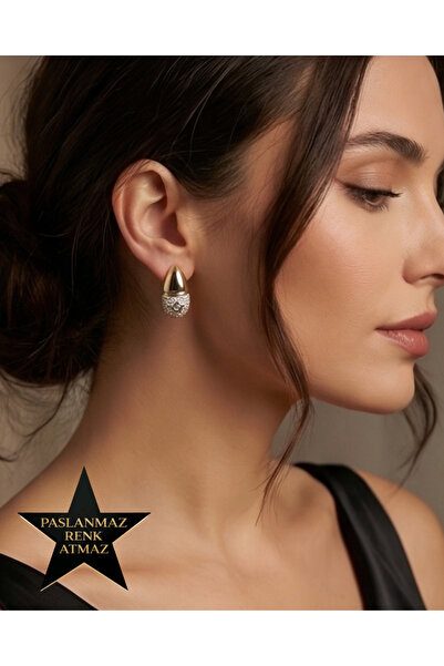 XUPING JEWELRY Xuping 14K Altın Renginde Zirkon İşlemeli Yıldızlı Damla Kadın...
