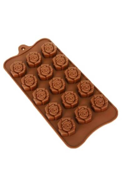 topbazar Formă de silicon cu 15 cavități - Model trandafir pentru ciocolată, ...