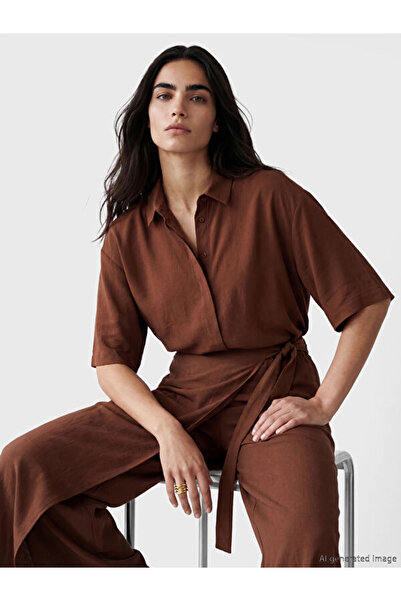 LC Waikiki Rmz Gi̇yi̇m Farkiyla Loose Fit Crepe Women's Shirt