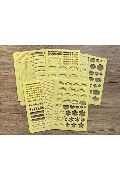 Karerca Şekil Şablon Cetveli Geometrik Şekil Süsleme Şablonu Defter Ajanda No...