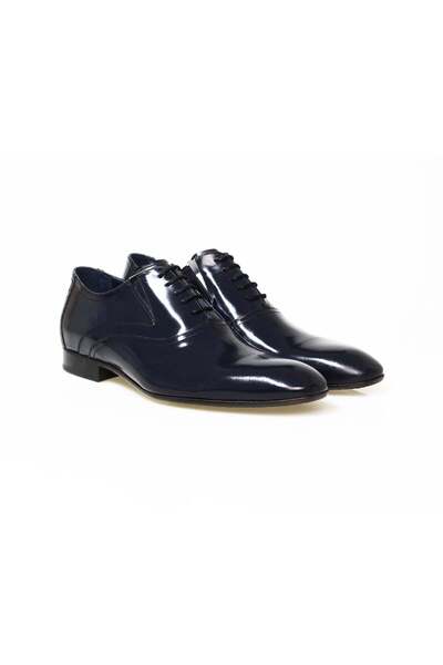 FRANCO CALVANI Dark Blue Color Lace-Up Genuine Leather Men's Shoes