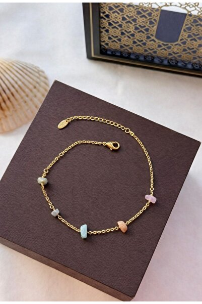 Bade Jewelry Vip Gold Doğal Taş Detaylı Kararmaz Şık Halhal
