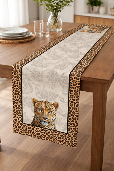 elissa home Leopard Patterned Table Runner 40X140 cm – Soft Textured Decorati...