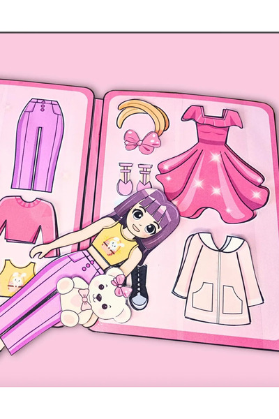 JACA Kes-Yapıştır-Oyna Kız Giydirme Kombin Oyunu Makaslı Etkinlik Seti