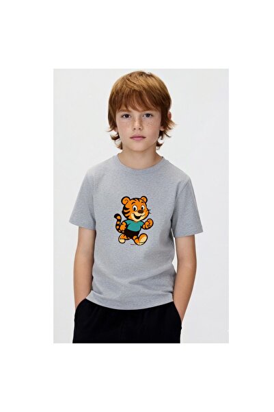 playwear Παιδικό unisex μπλουζάκι Happy Tiger με στάμπα, 100% βαμβάκι, με καν...