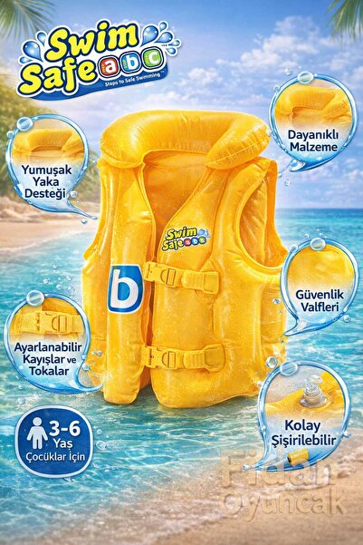 Fidan oyuncak Yumuşak Yaka Destekli Şişme Havuz Deniz Can Yeleği (3–6 Yaş) 50...