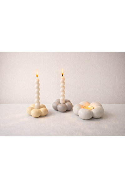 HEDİX DİGİTAL Bubble Flower Şamdan Seti (RENK BELİRTEBİLİRSİNİZ)