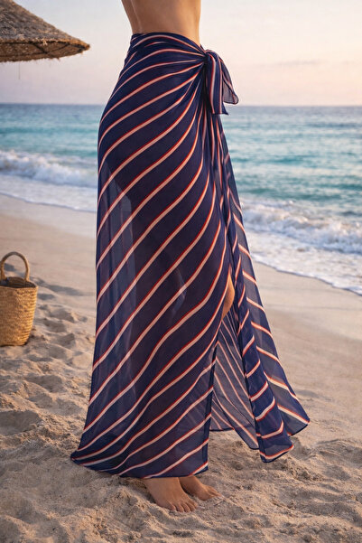 laviyonsa Maxi Size Striped Chiffon Beach Pareo 160*115