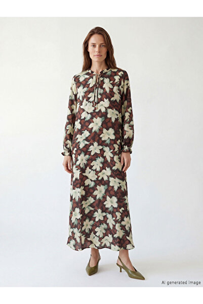 LC Waikiki Peak New Season Tie-Neck A-Line Poplin Dress