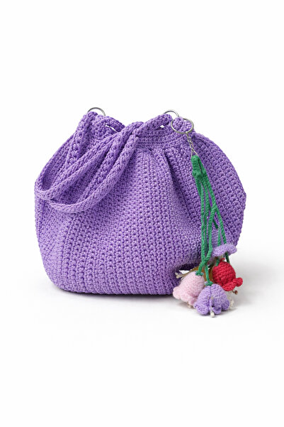 BRANQO Floria El Örgüsü Çiçek Detaylı Çanta - Mor