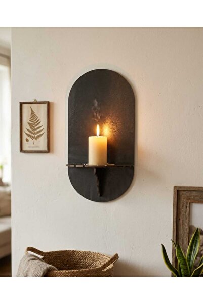 Decorion Minimal Ahşap Duvar Rafı Siyah