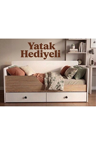 BANANA BABY KONFİ İKİ ÇEKMECELİ DEMİR PROFİL DESTEKLİ ÇOCUK GENÇ ODASI YATAKL...