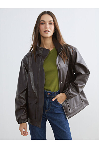 LC Waikiki I Hakim Roba Collar Women's Leather-Look Coat from Freezen Store