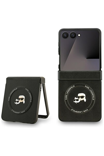 Karl Lagerfeld Husă pentru Samsung Galaxy Z Flip7, din piele, cu design Karl ...