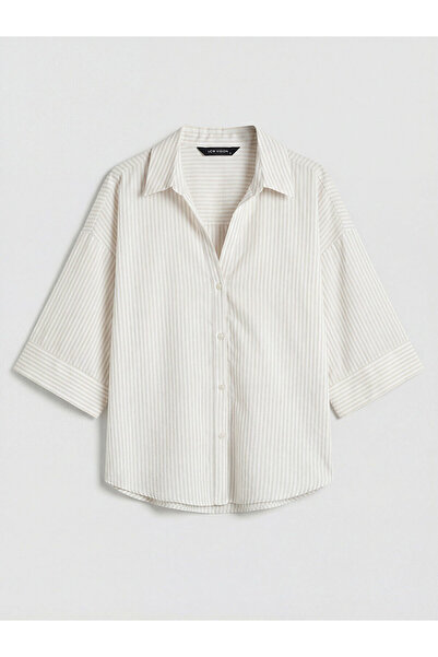 LC Waikiki Peak New Season Striped Oversize Poplin Women's Shirt