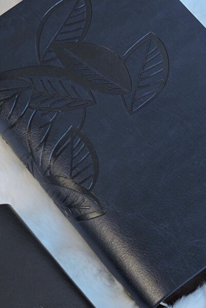 Nova Crafts Navy Blue / Leaf Patterned / Removable Spiral Leather Cover Kraft...