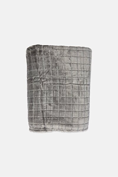 COTTON HOME Single Plushy Square Blanket, Light Grey