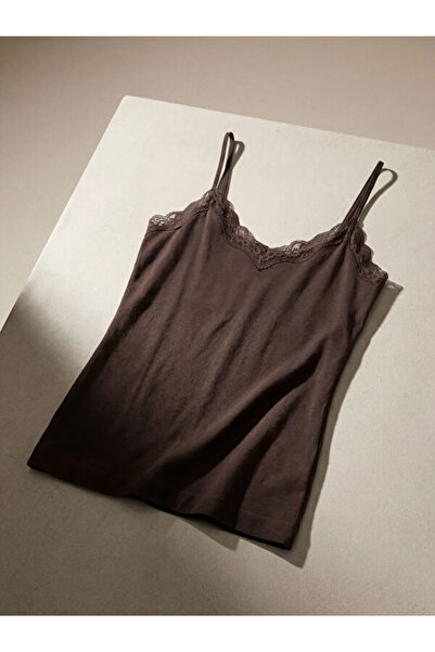 LC Waikiki Rmz Gi̇yi̇m Farkiyla V Dikim Lace Rope Strap Women's Undershirt