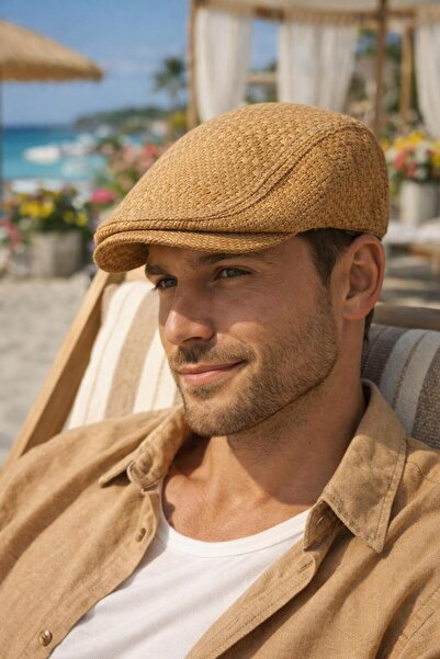 MARBERRY Camel Kasket Straw Men's Hat