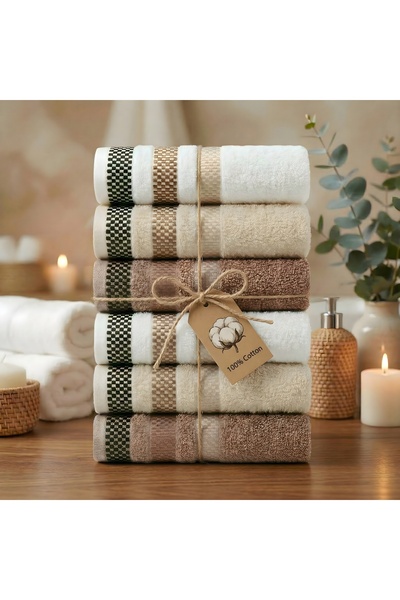 SHome Set de 6 prosoape din bumbac 100% bumbac, 50x90 cm, prosop moale, absor...