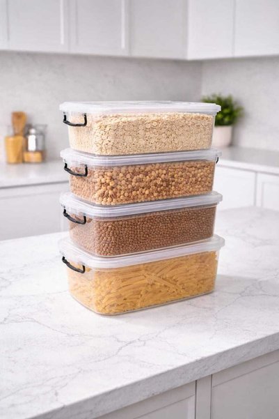 zemihra Horizontal Storage and Food Container with Plastic Locking Lid 20 Liter Storage Container 4 Pieces