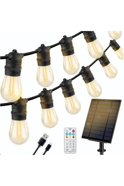 Joyful Box Ghirlanda Luminoasa cu Panou Solar si USB, 25 Becuri LED, Telecoma...