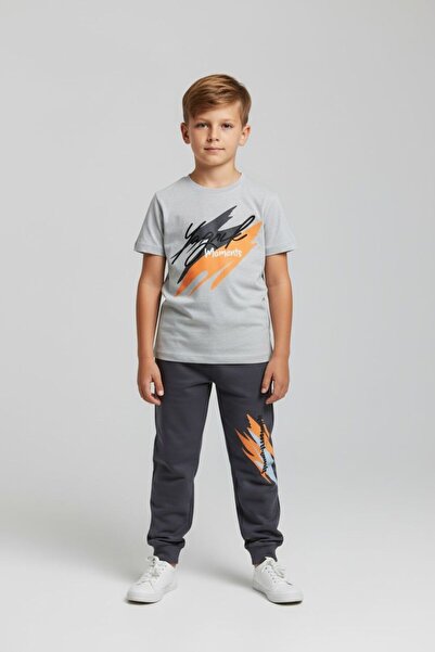SERRASTIL Boy's Blue Colorful Printed Cotton Short Sleeve Pajama Set