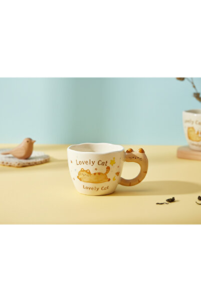 hediyeconcepti Ceramic Mug with Cute Cat Handle