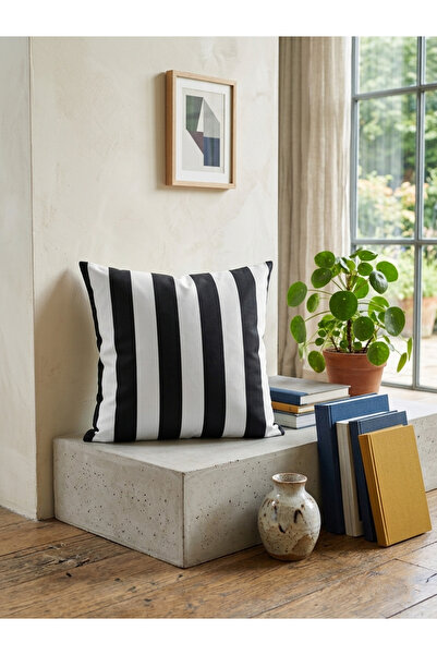 Benlisso Home Black and White Striped Throw Pillow Cover Upholstery Suede Fab...