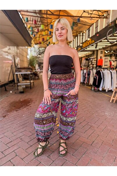 Miss Boheme Brown Ethnic Patterned Trousers
