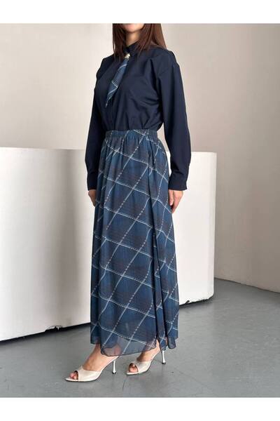 LUNES Shirt and Skirt Set with Fular Detail