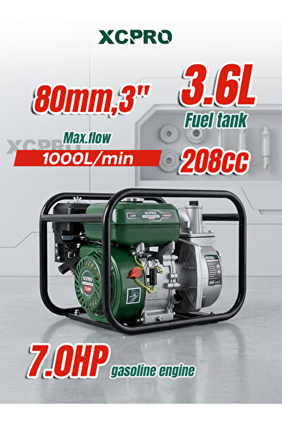 XCPRO Gasoline Water Pump 3 Inch 7HP 1000L/min 208cc Engine