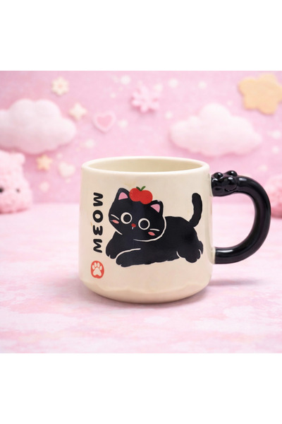 hediyeconcepti Cute Cat Printed Ceramic Mug Cup Coffee Cup Kawaii Design Gift...